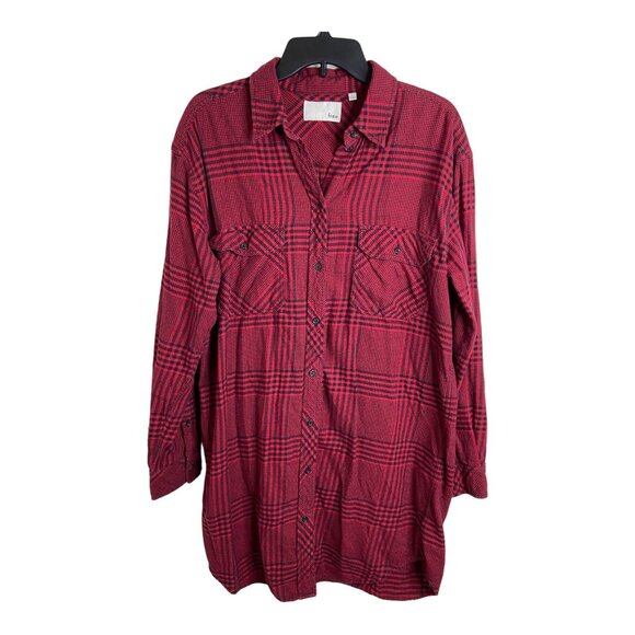 Ariztia Wilfred Free red flannel shirt dress button front large - Picture 1 of 10